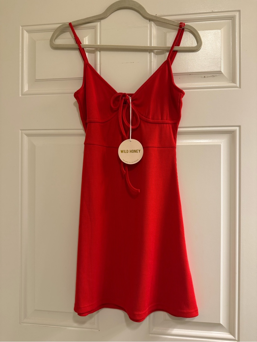 Wild Honey Bright Red Tie-Front Mini Slip Dress